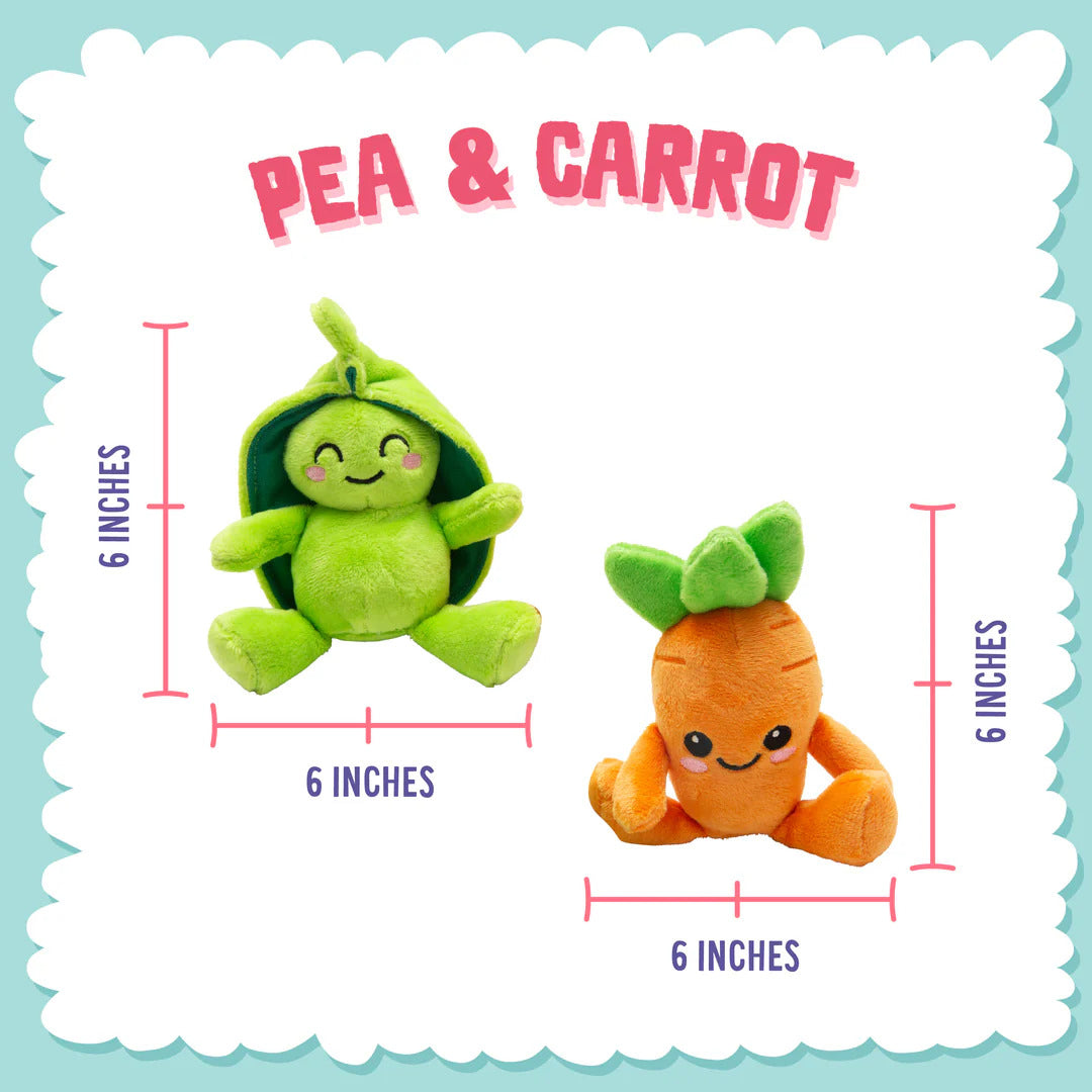 SnugArooz Pea and Carrot Plush Dog Toy 4" 2pk