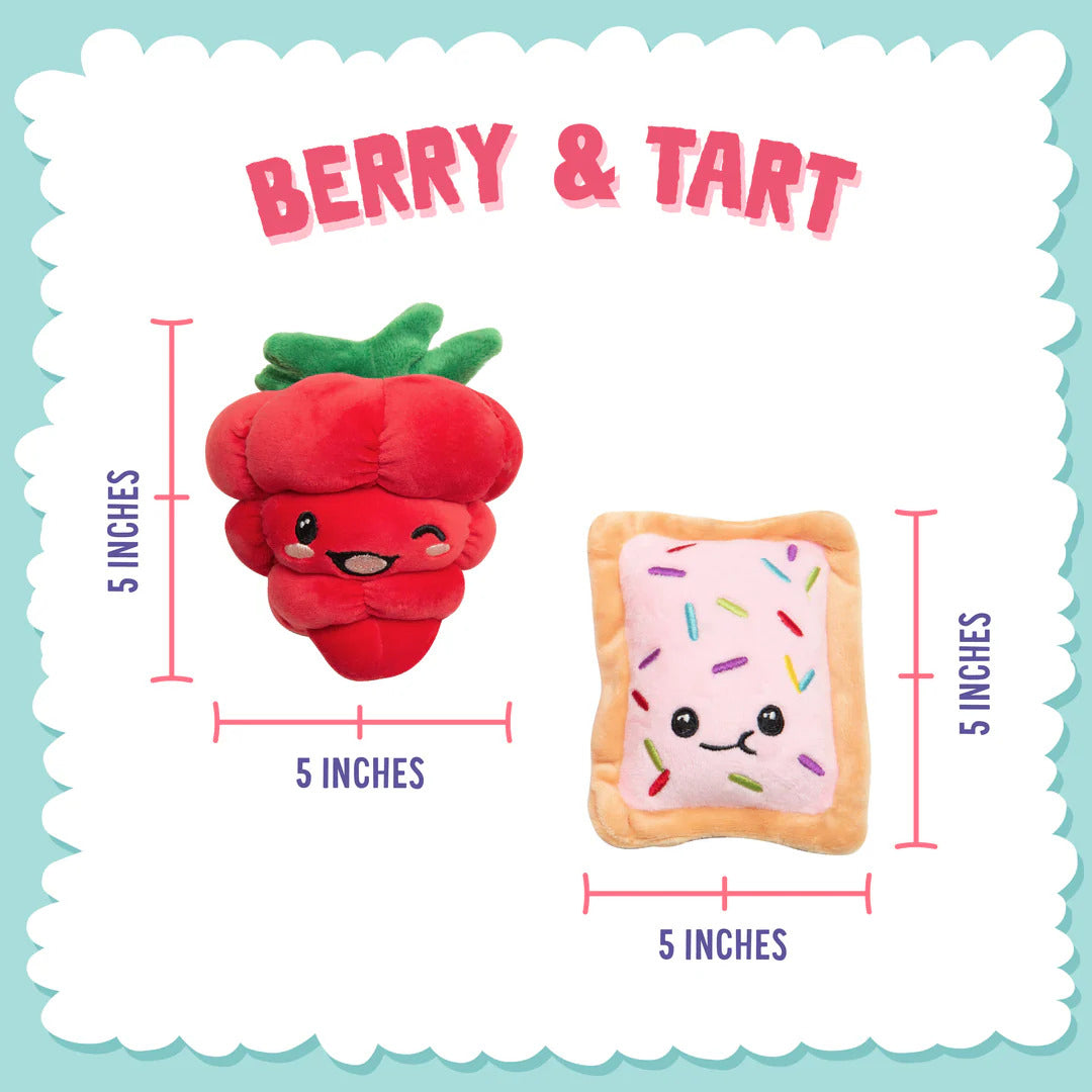 SnugArooz Poptart and Raspberry Plush Dog Toy 4" 2pk