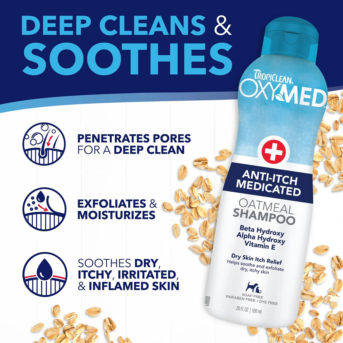 TropiClean OxyMed Medicated Anti-Itch Shampoo for Pets, 20oz