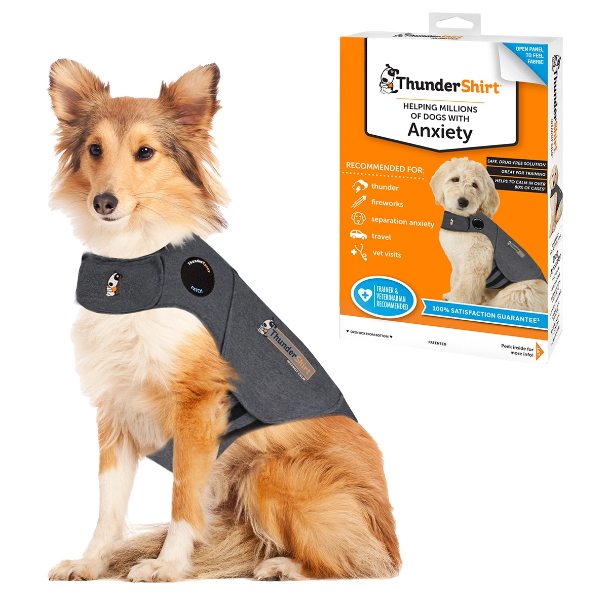 ThunderShirt For Dogs Large Heather Grey Classic-Dog Anxiety Relief Calming Vest