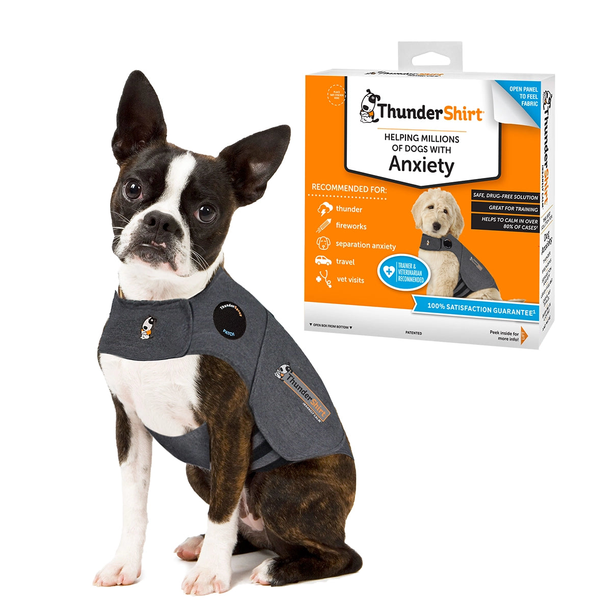 ThunderShirt For Dogs X Small Heather Grey Classic-Dog Anxiety Relief Calming Vest