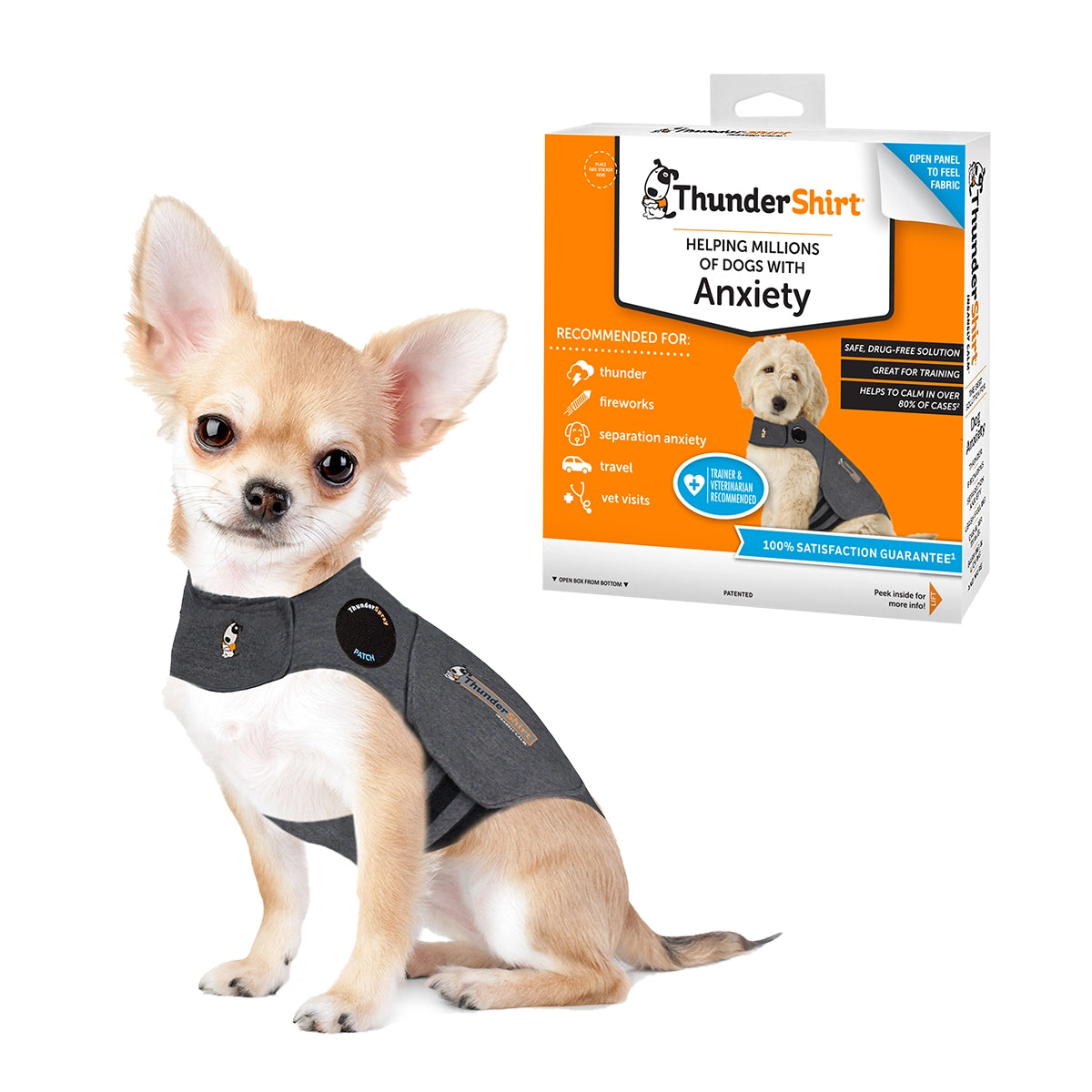 ThunderShirt For Dogs XX Small Heather Grey Classic-Dog Anxiety Relief Calming Vest