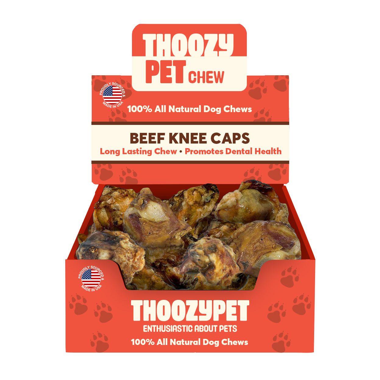 ThoozyPet USA-Sourced Beef Knee Cap Bone Dog Chews 25ct
