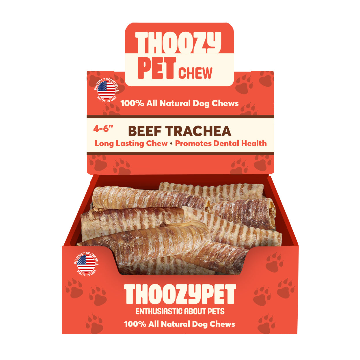 ThoozyPet USA-Sourced Beef Trachea Dog Chews 4-6" 20ct