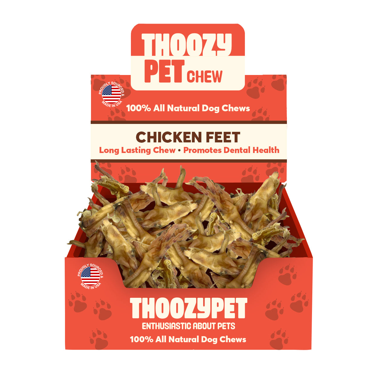 ThoozyPet USA-Sourced Chicken Feet Dog Chews 20ct
