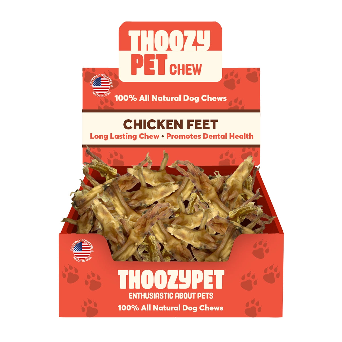 ThoozyPet USA-Sourced Chicken Feet Dog Chews 20ct