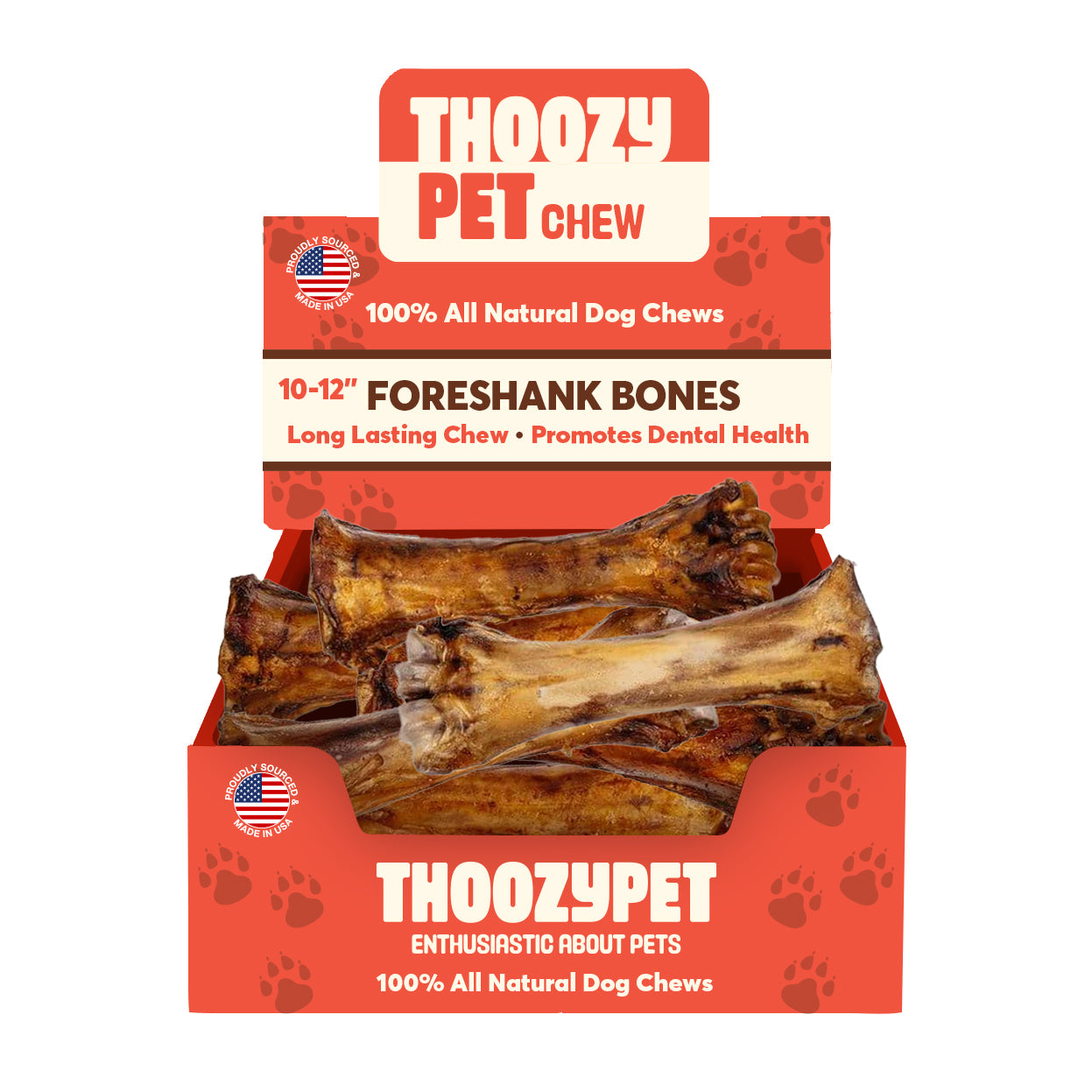 ThoozyPet USA-Sourced Foreshank Bone Dog Chews 10-12" 12ct