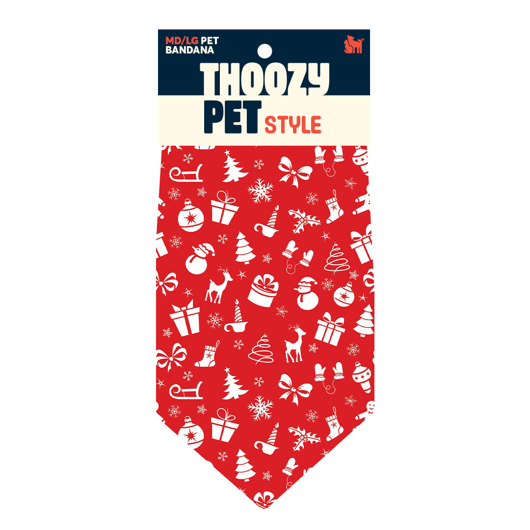 ThoozyPet Holly Days Bandana Red Medium / Large