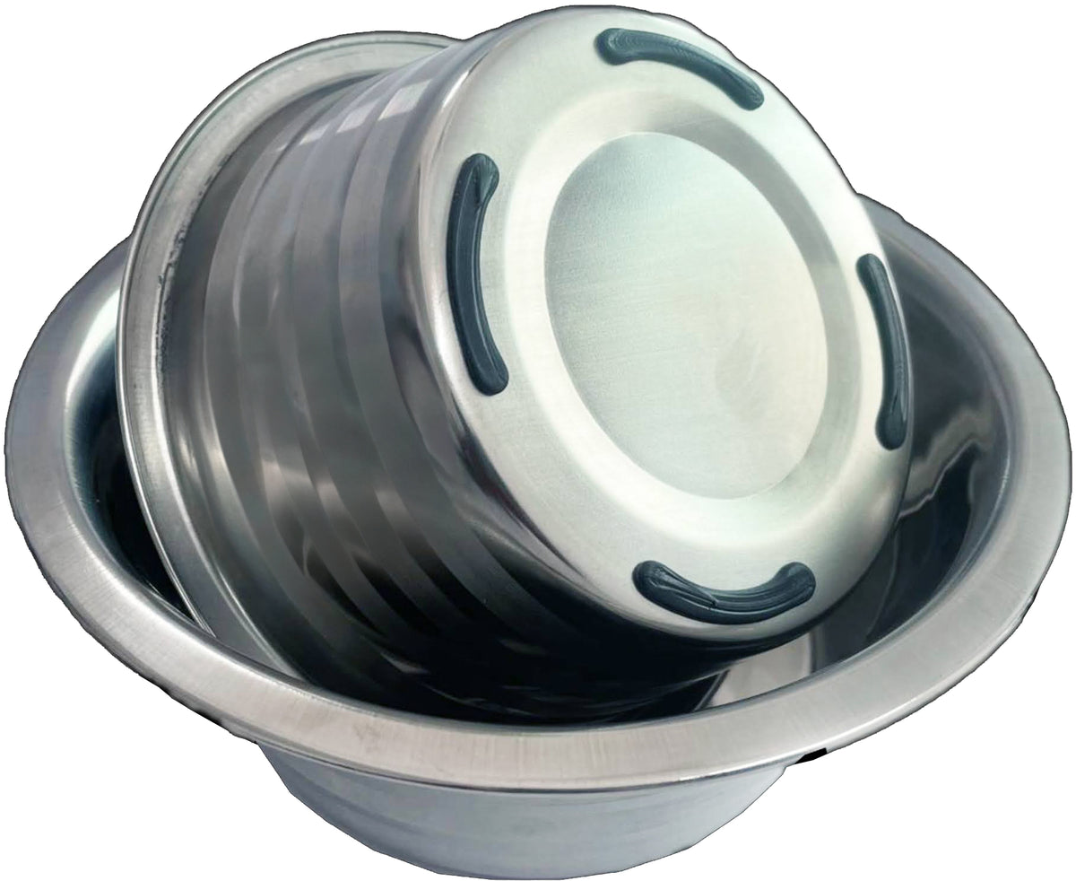 ThoozyPet Standard Feeding Dishes with Silver Stripe 1 Qt.