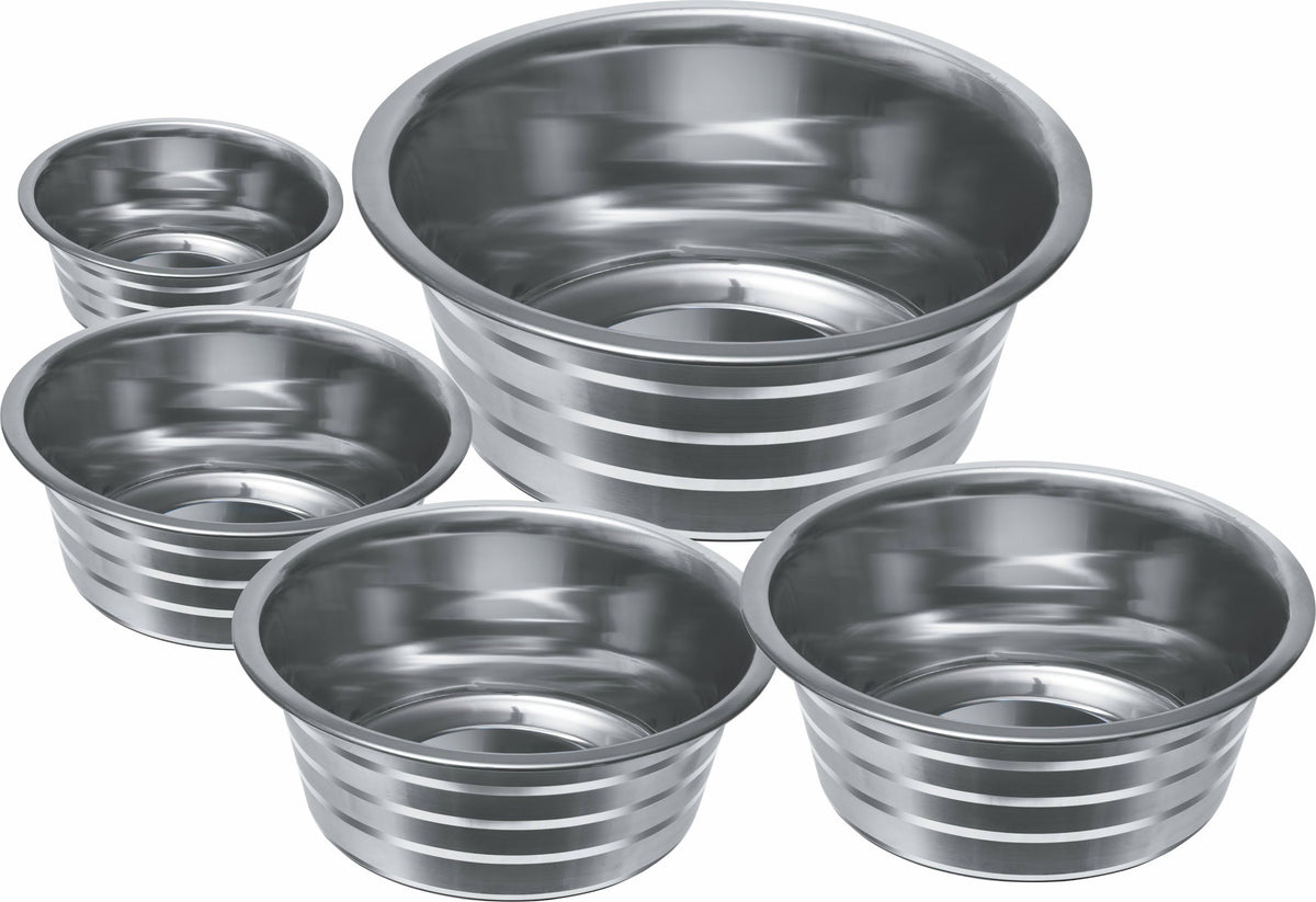 ThoozyPet Standard Feeding Dishes with Silver Stripe 1 Qt.