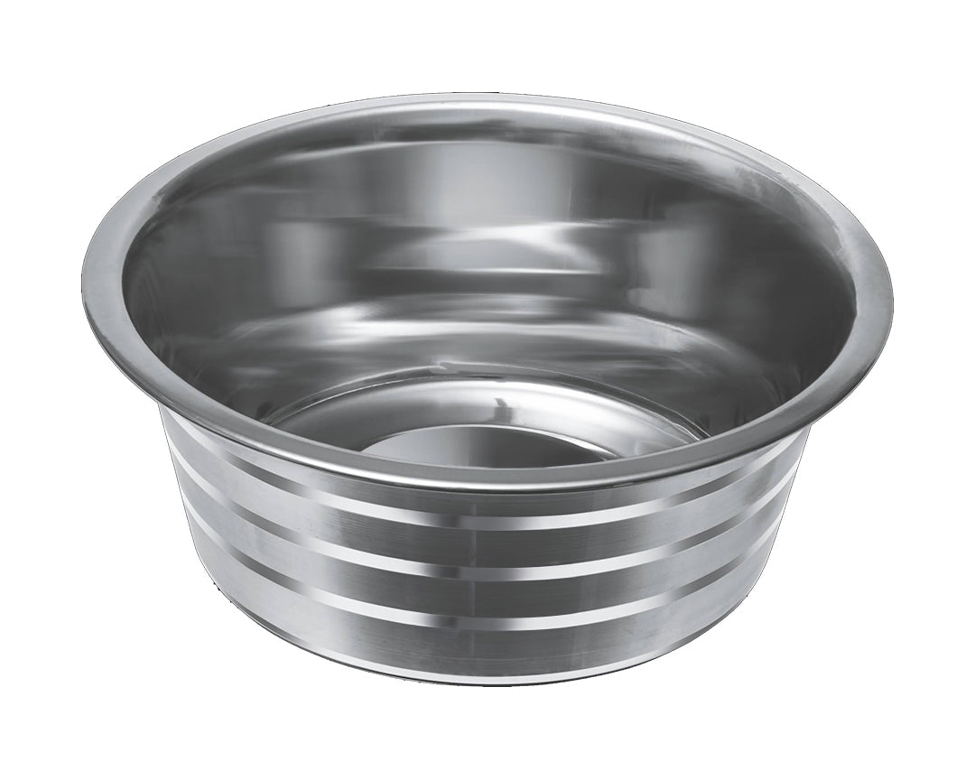 ThoozyPet Standard Feeding Dishes with Silver Stripe 2 Qt.