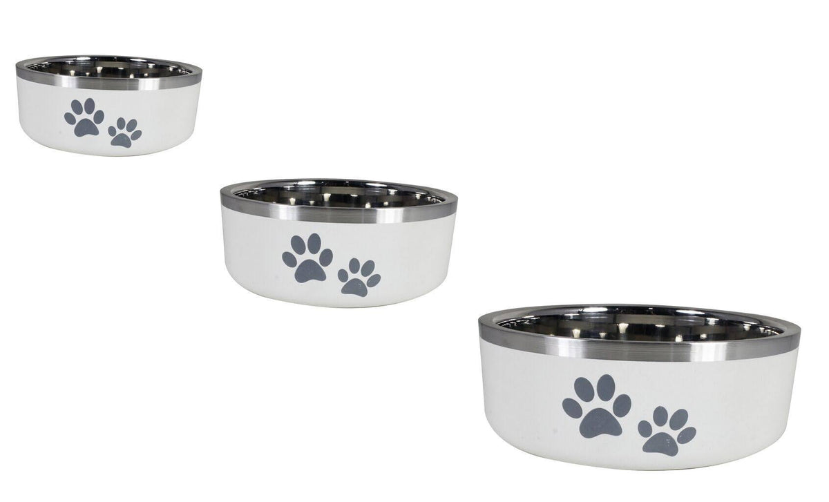 ThoozyPet Double Wall Bowl with Paws Butter Milk 32 oz