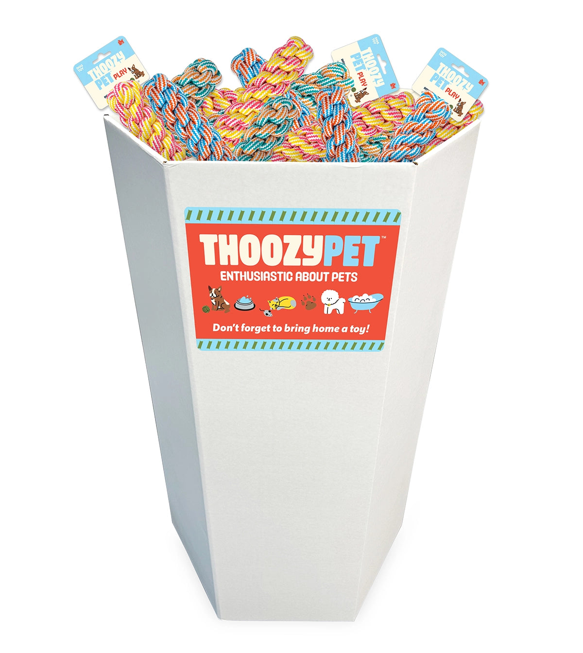 ThoozyPet Play 48pc Rope Fetch Stick Dump Bin