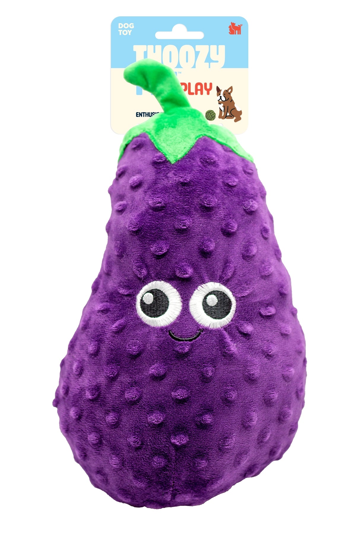 ThoozyPet Eggplant Plush Dog Toy 10"