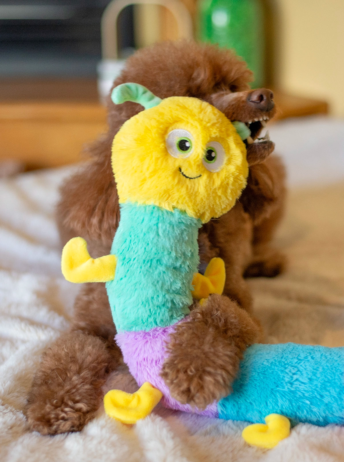 ThoozyPet Multi-Squeaker Caterpillar Plush Dog Toy 21"