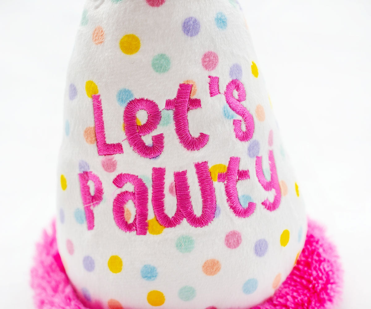 ThoozyPet Birthday Hat Pink Plush Dog Toy 7"