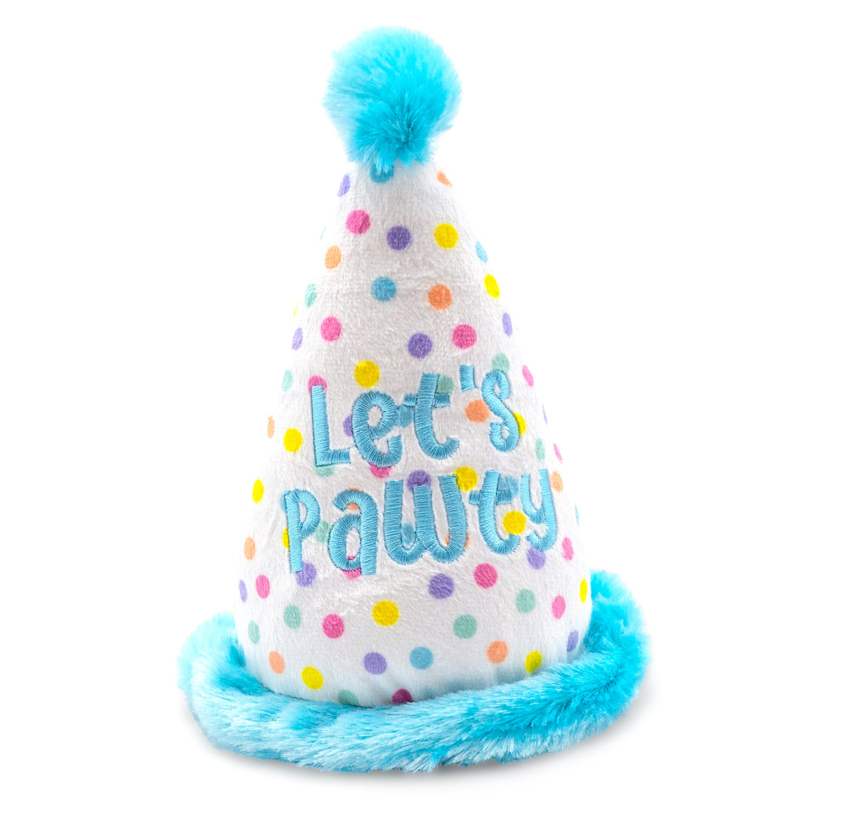 ThoozyPet Birthday Hat Blue Plush Dog Toy 7"