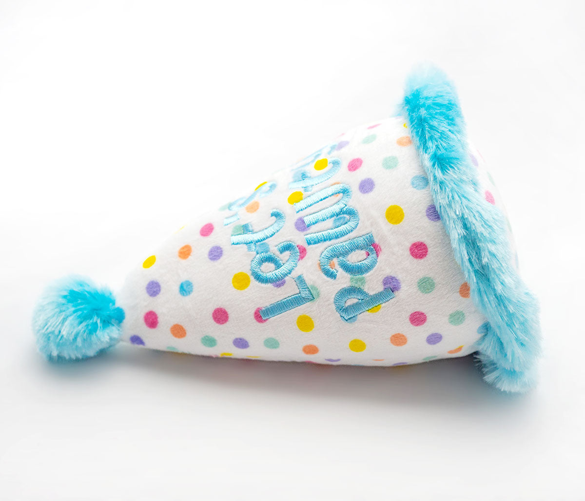 ThoozyPet Birthday Hat Blue Plush Dog Toy 7"