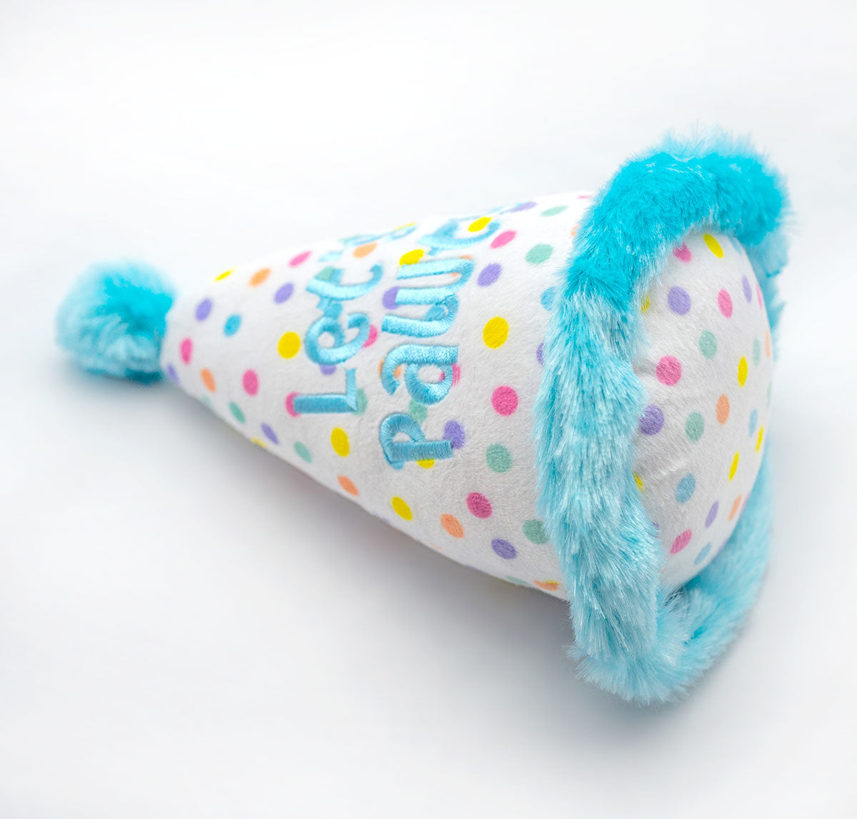 ThoozyPet Birthday Hat Blue Plush Dog Toy 7"