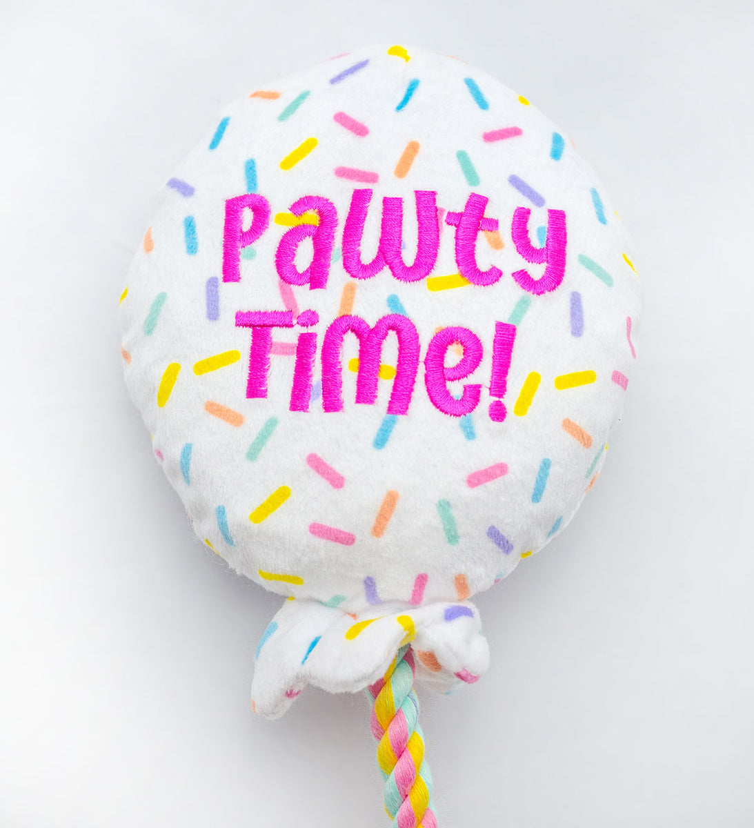 ThoozyPet Birthday Balloon Plush Dog Toy with Rope 7"