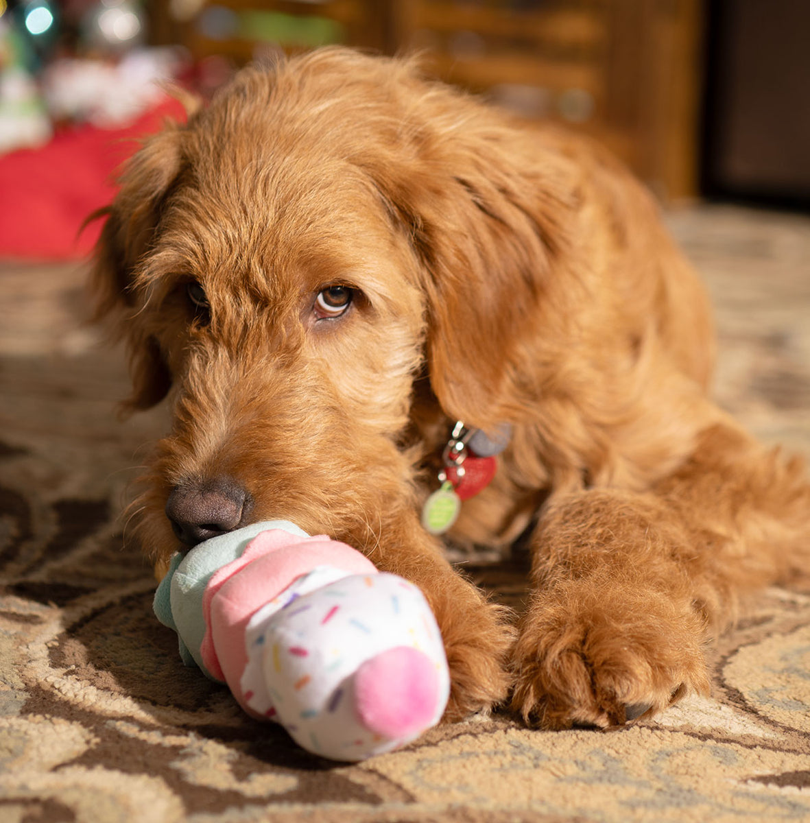 ThoozyPet Birthday 3-Scoop Ice Cream Cone Plush Dog Toy 12"