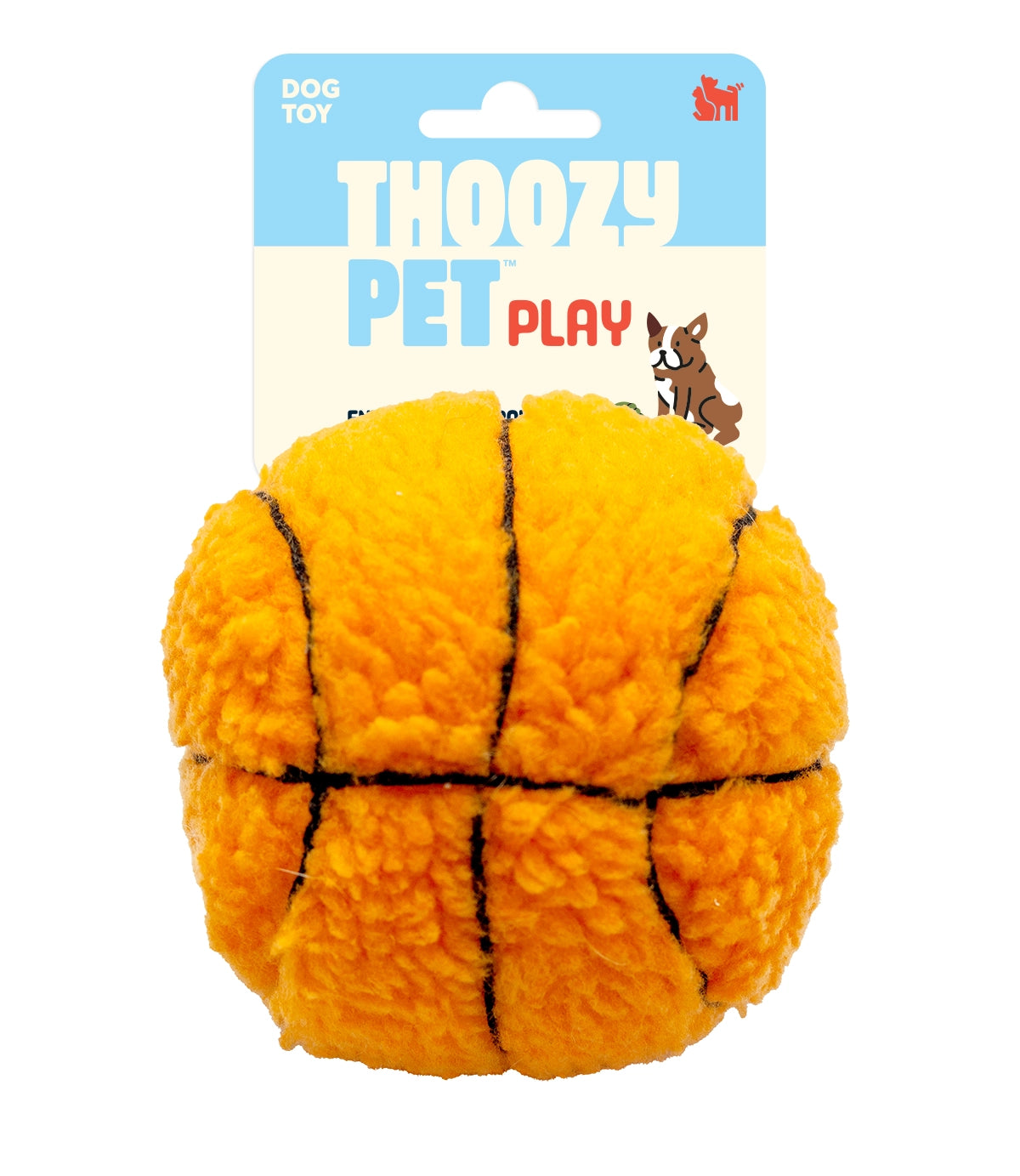 ThoozyPet Basketball Plush Dog Toy 4"