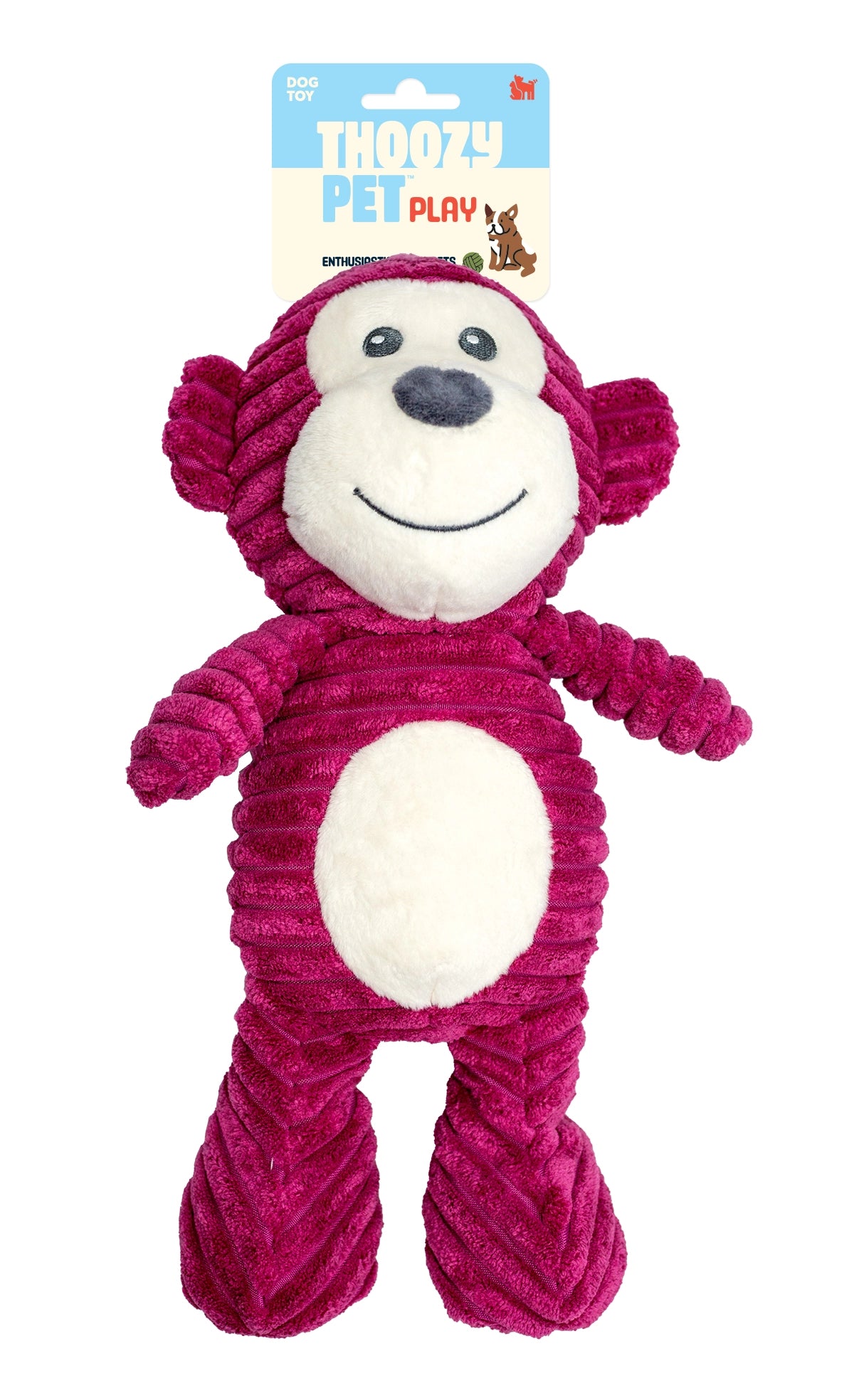 ThoozyPet Tuff & Cuddly Monkey Plush Dog Toy 12.5"
