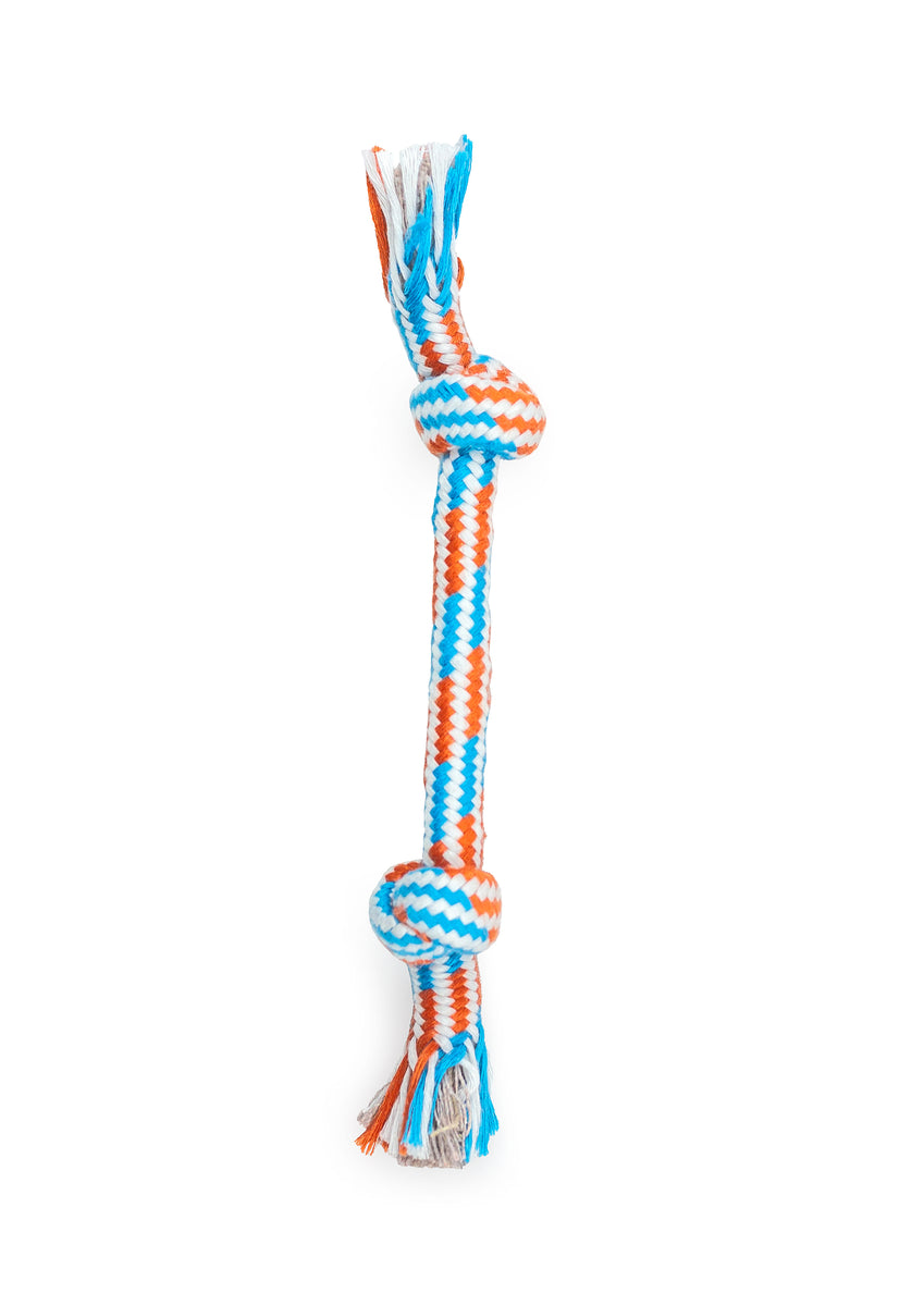 ThoozyPet 2-Knot Rope Dog Toy Blue / Red 8.5"