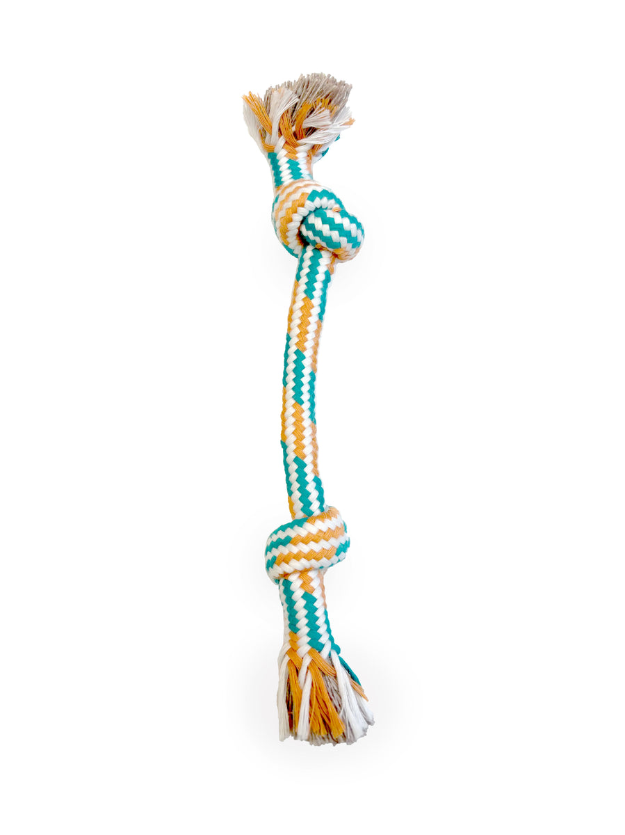 ThoozyPet 2-Knot Rope Dog Toy Orange / Teal 8.5"