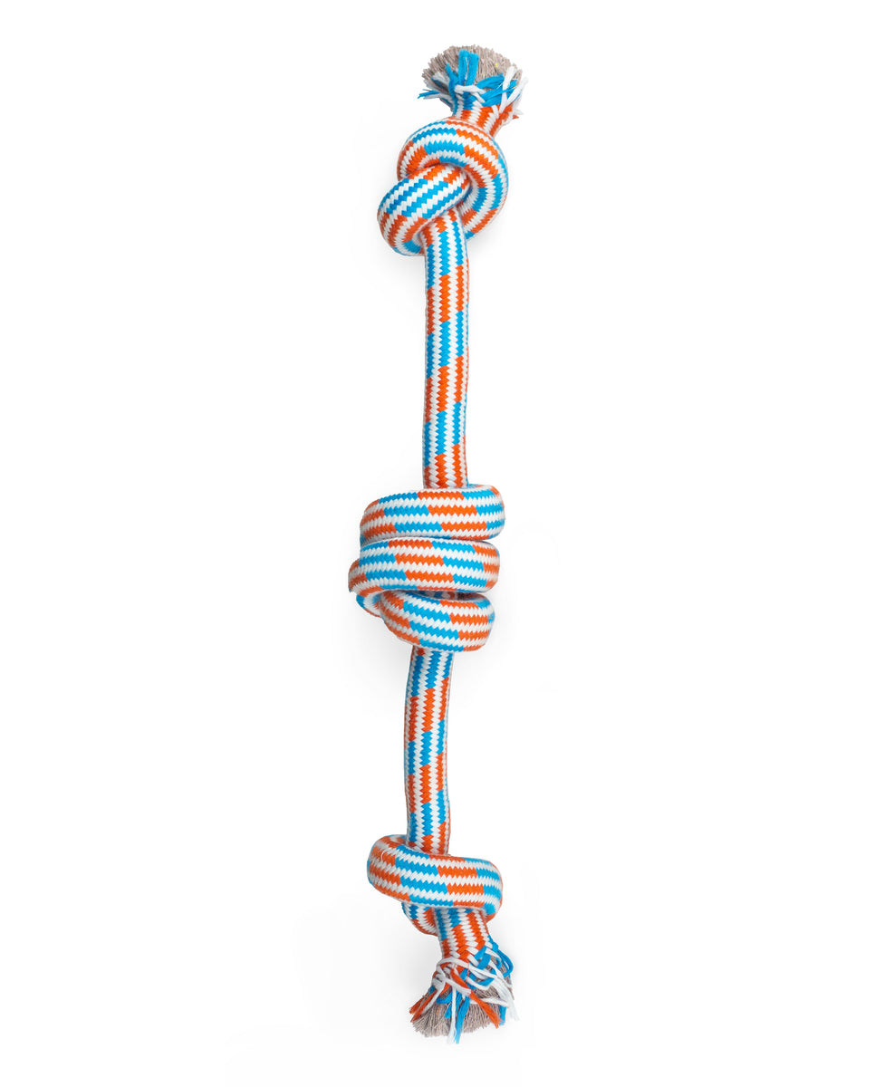 ThoozyPet 3-Knot Rope Dog Toy Blue / Red 25"