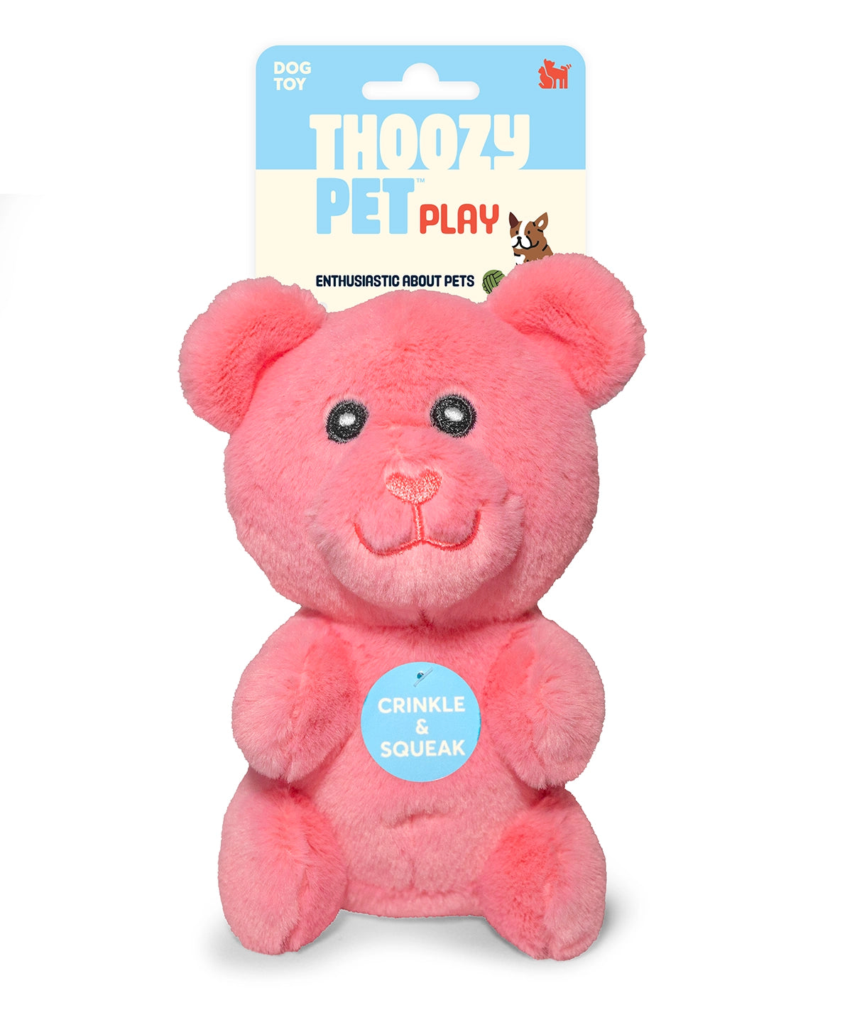 ThoozyPet Gummy Bear Plush Dog Toy Pink 6"
