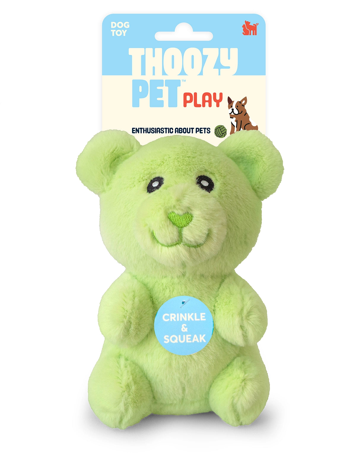 ThoozyPet Gummy Bear Plush Dog Toy Green 6"