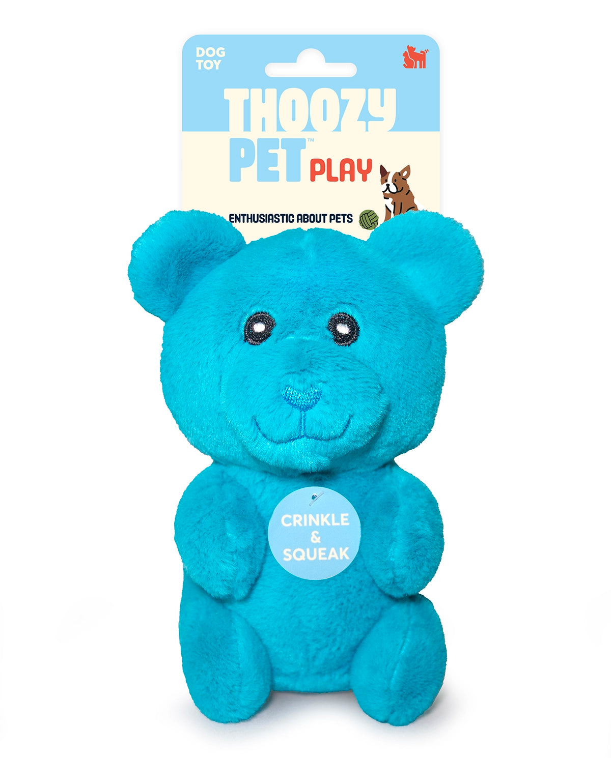 ThoozyPet Gummy Bear Plush Dog Toy Blue 6"