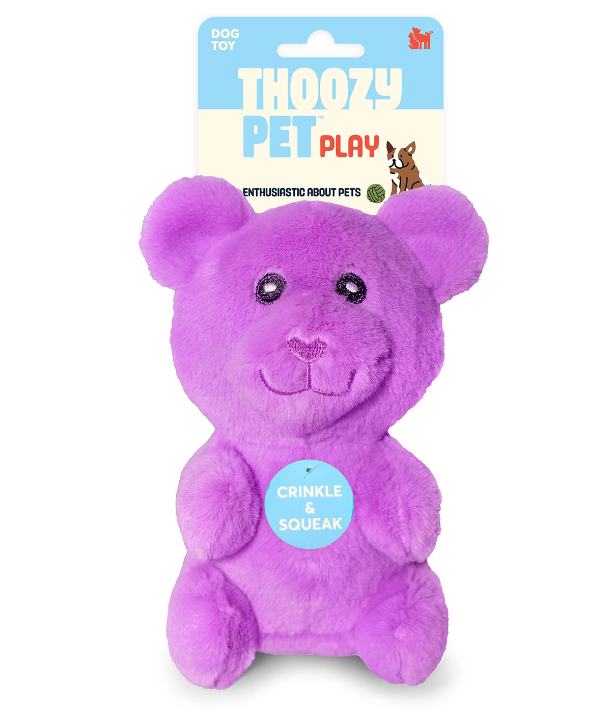 ThoozyPet Gummy Bear Plush Dog Toy Purple 6"