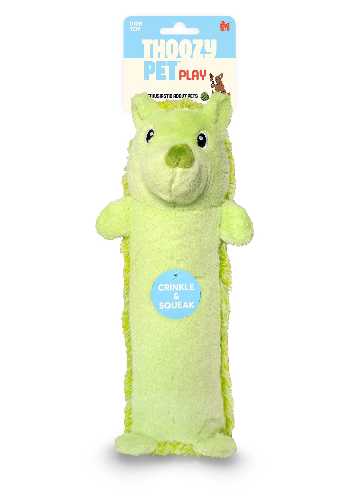 ThoozyPet Hedgehog Plush Dog Toy Green 13"