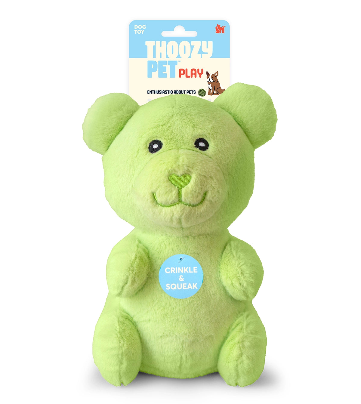 ThoozyPet Gummy Bear Plush Dog Toy Green 10"