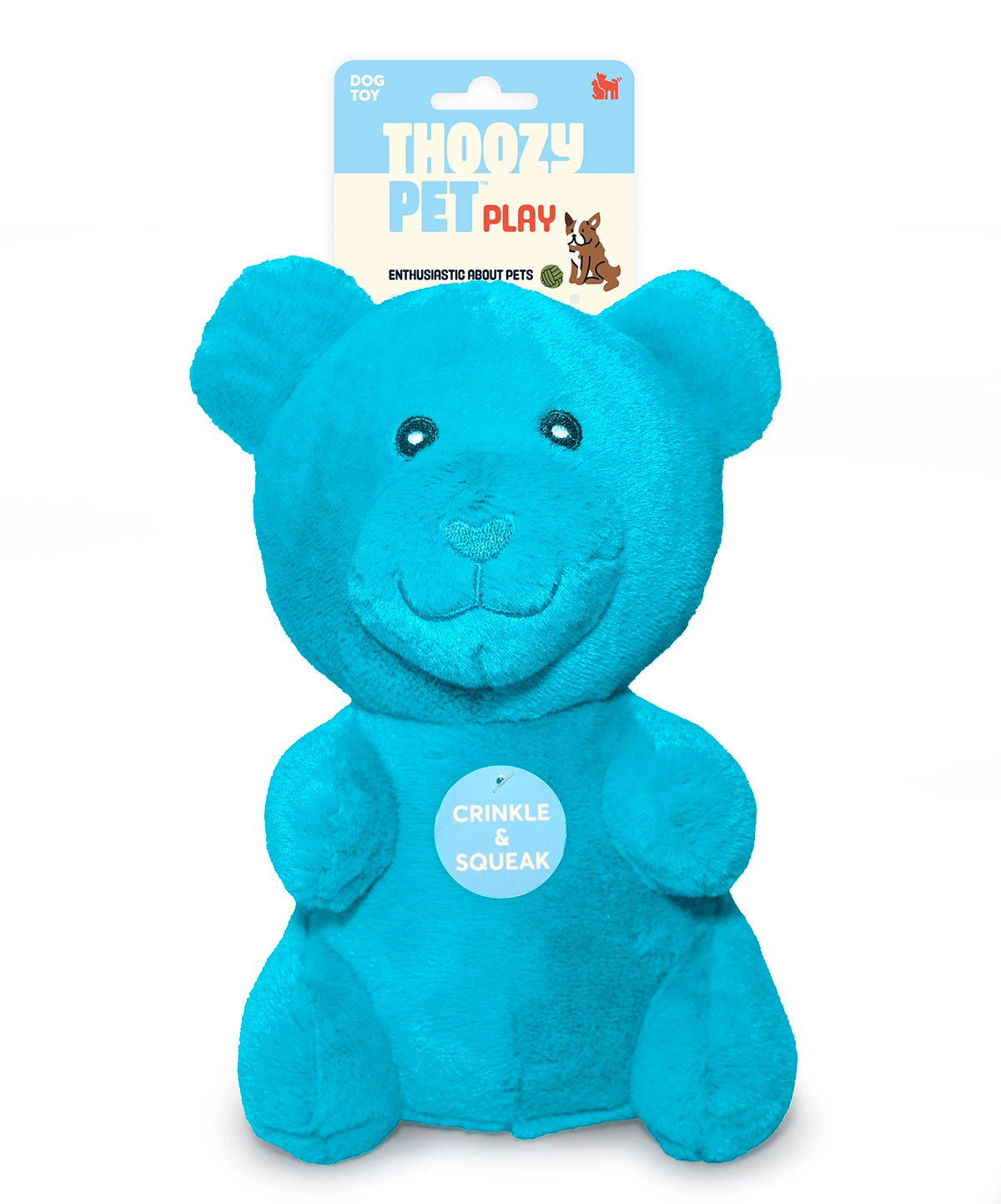 ThoozyPet Gummy Bear Plush Dog Toy Blue 10"