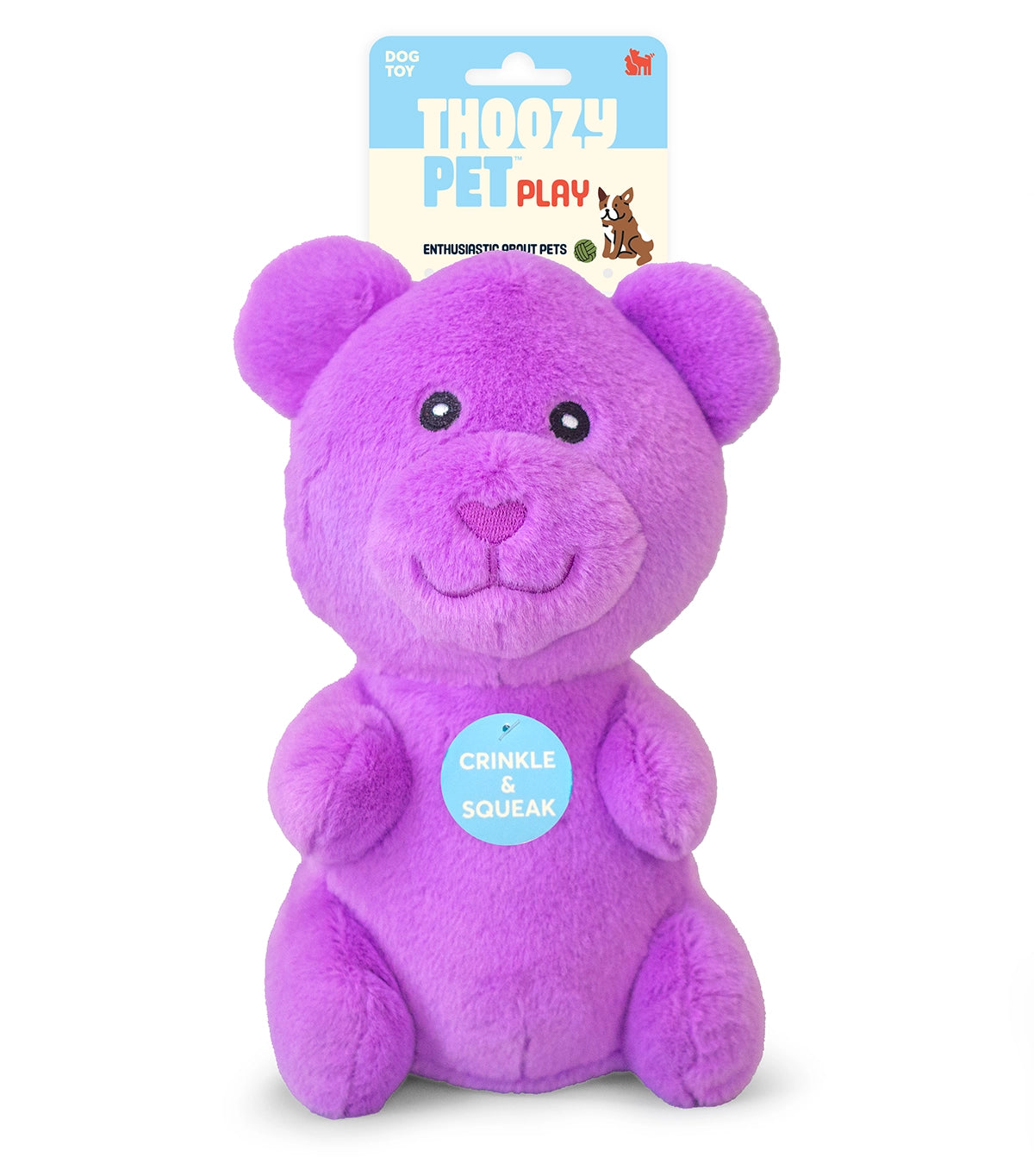 ThoozyPet Gummy Bear Plush Dog Toy Purple 10"