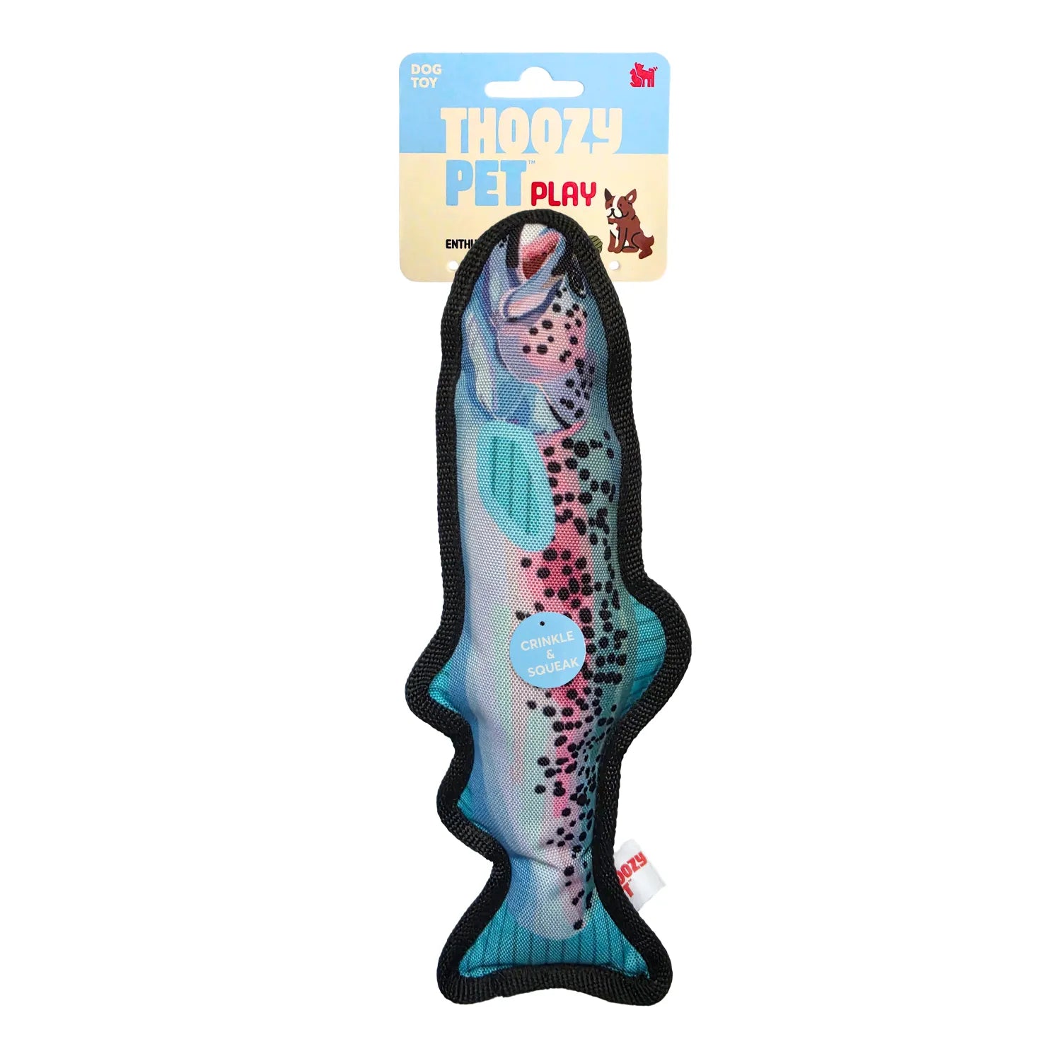 ThoozyPet Rainbow Trout Ballistic Plush Toy Blue 12"