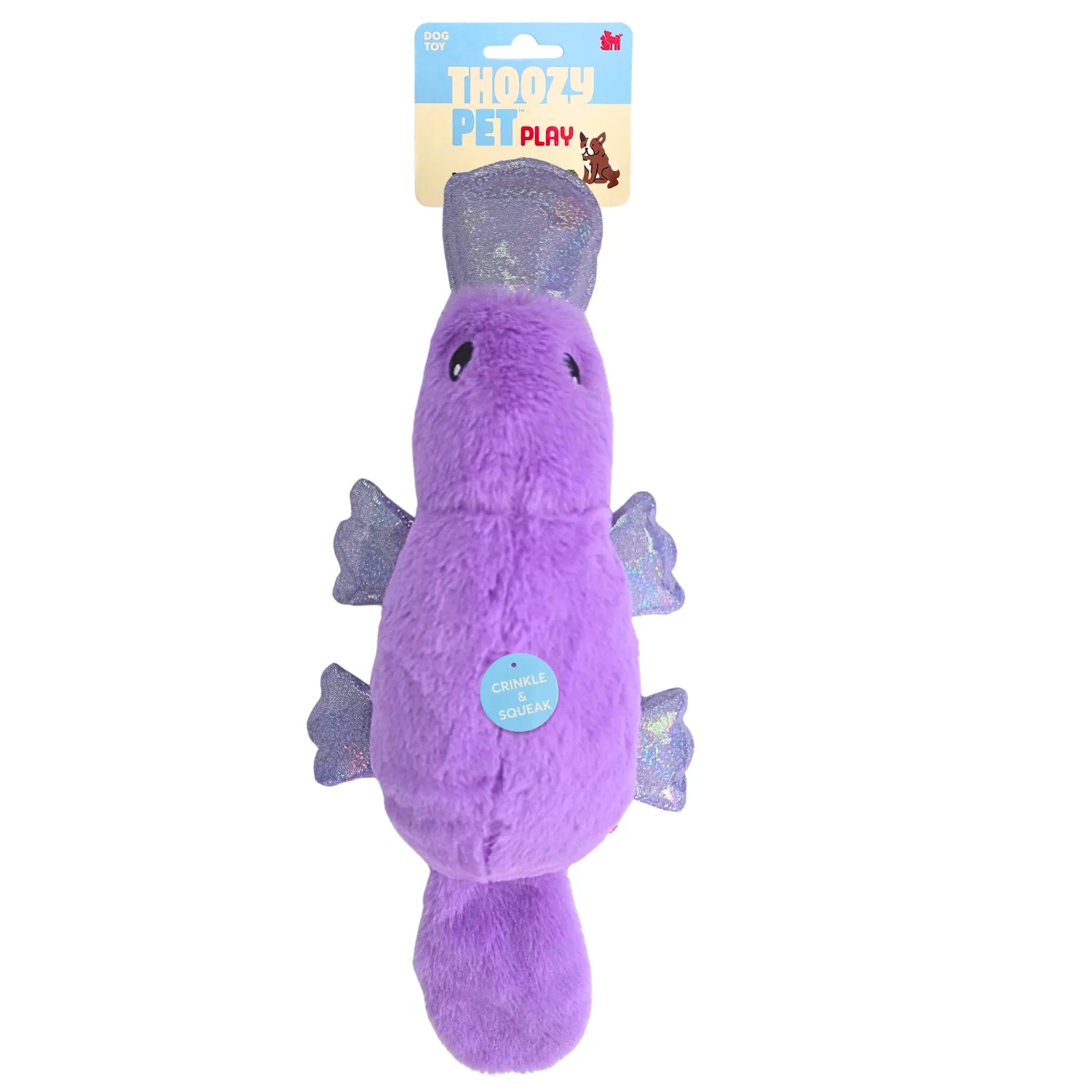 ThoozyPet Sea Life Platypus Plush Dog Toy Purple 10"