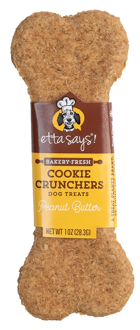 Etta Says! Cookie Crunchers Peanut Butter Dog Biscuit Dog Treat 1oz Display Box 24ct Individual UPC 853994001429
