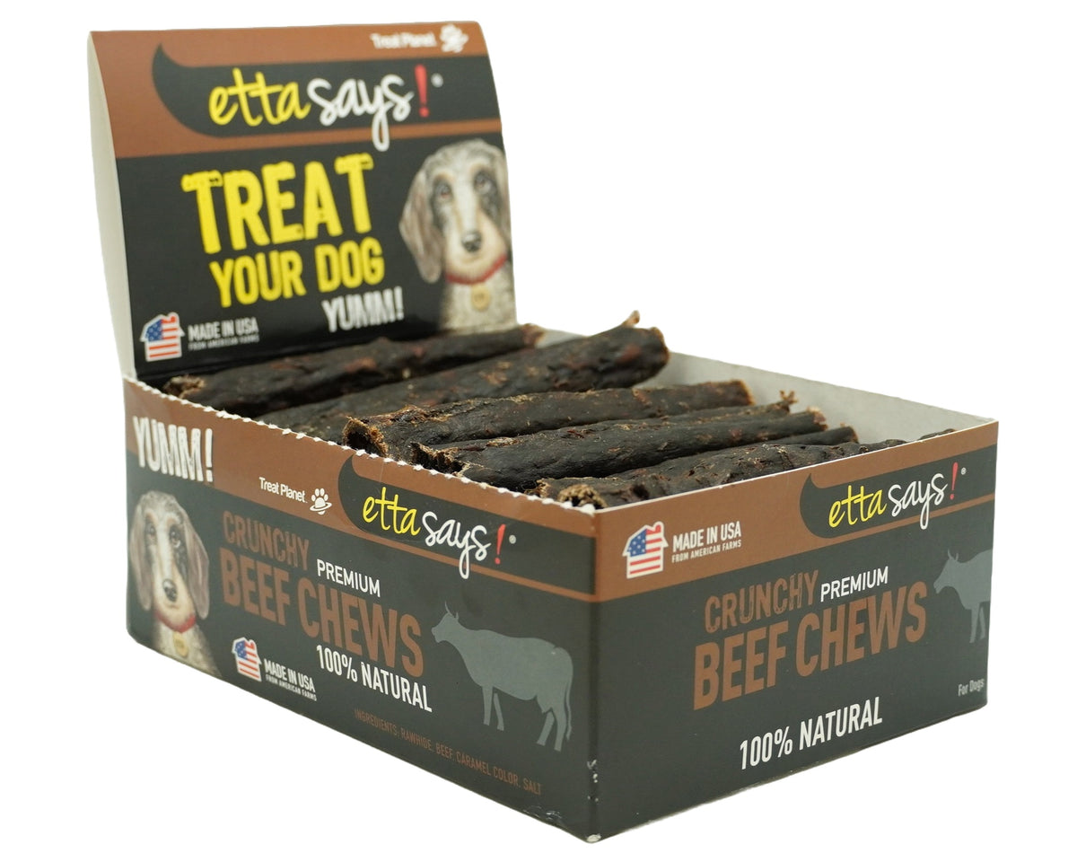 Etta Says! Crunchy Beef Dog Chews 4in POS Bulk Display Box 36ct