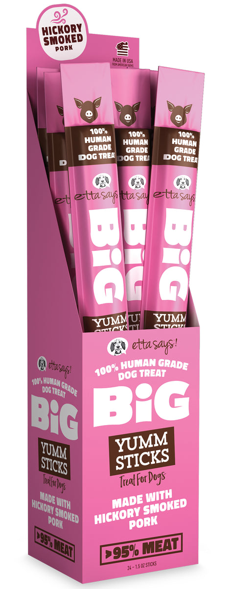 Etta Says! BIG Pork Yumm Sticks Dog Chew Display Box 24ct