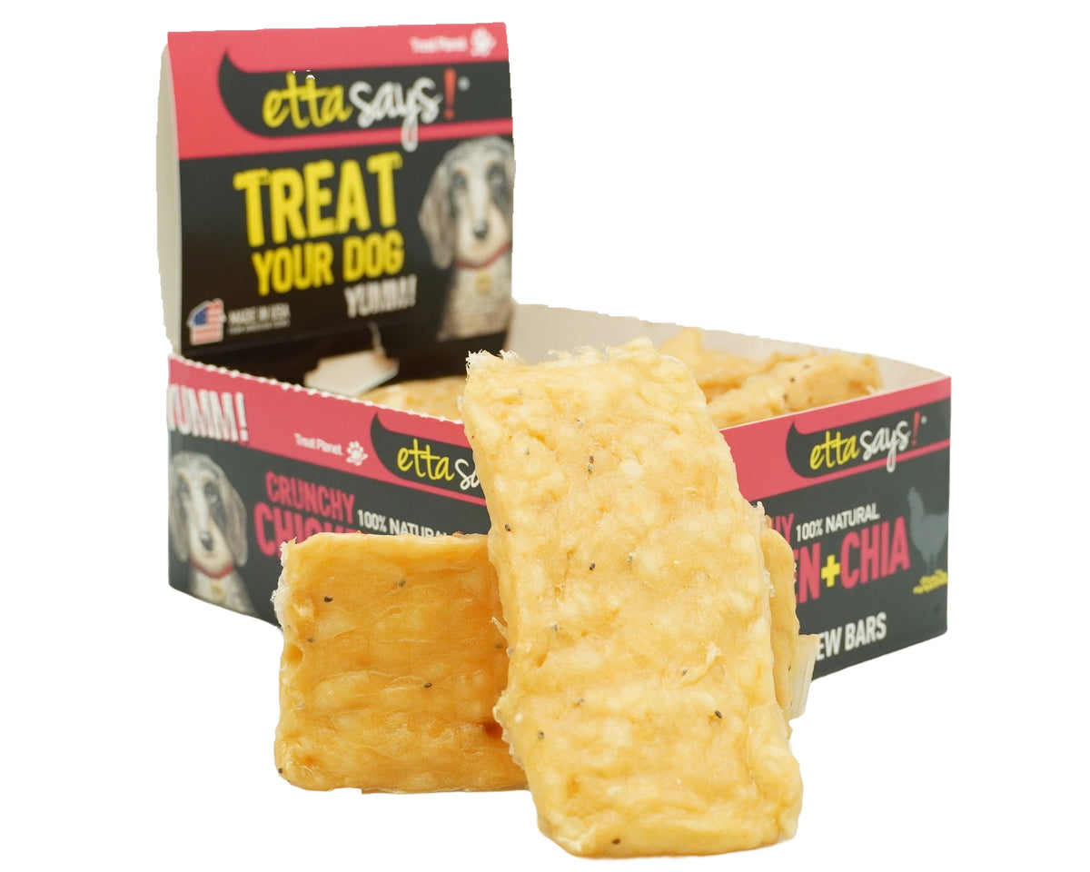 Etta Says! Premium Bars Chicken & Chia Dog Chew POS Display Box 12ct