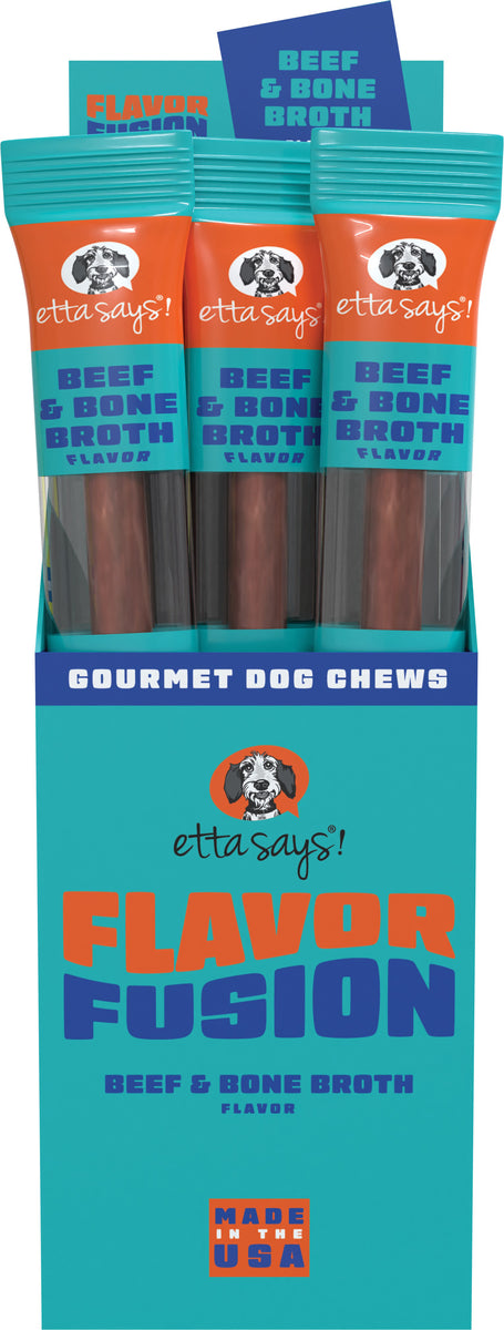 Etta Says! Flavor Fusion Dog Chew Beef and Bone Broth 1.5 oz 12ct