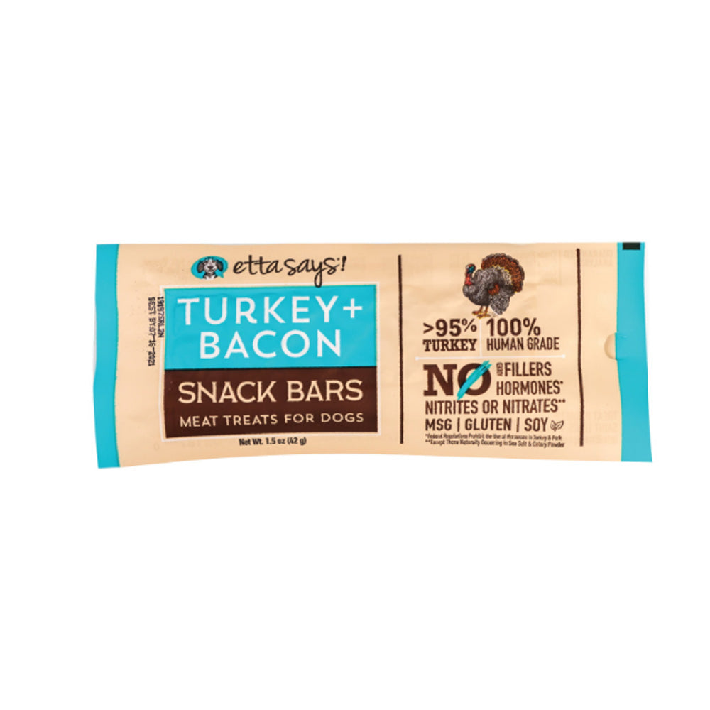 Etta Says! Meat Snack Bar Turkey + Bacon Dog Chew 1.5oz (Case of 12)