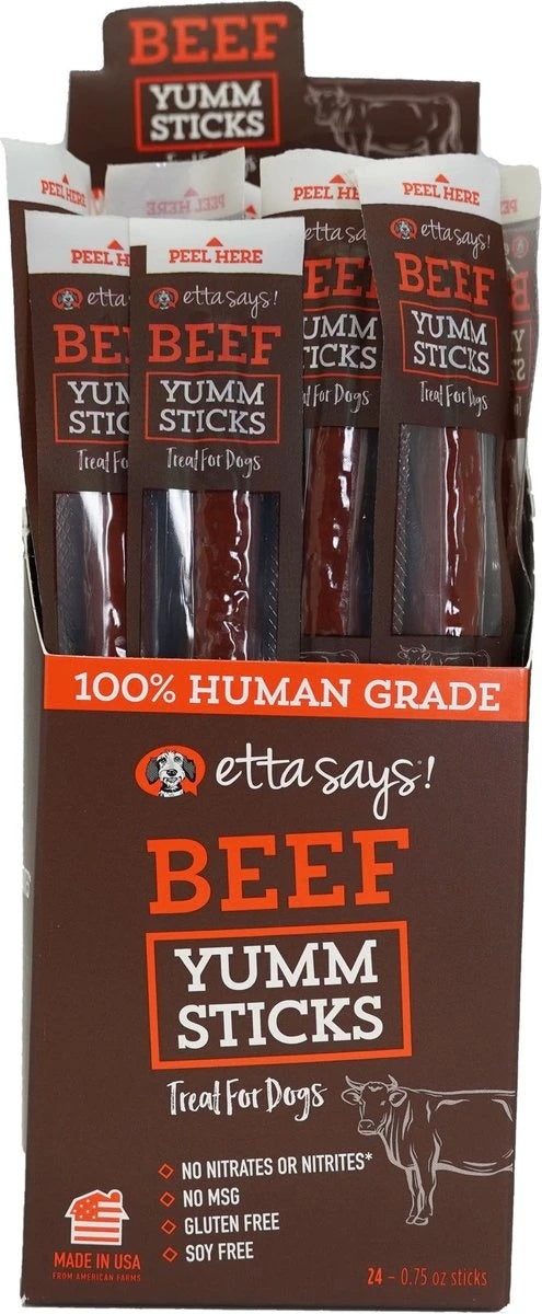 Etta Says! Beef Yumm Sticks Dog Chew Display Box 24ct