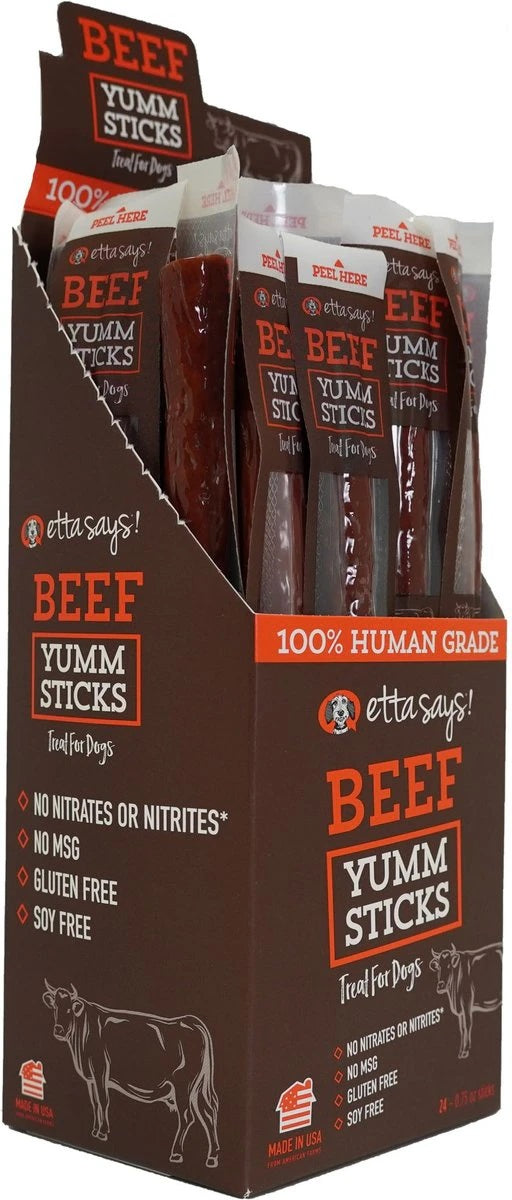 Etta Says! Beef Yumm Sticks Dog Chew Display Box 24ct