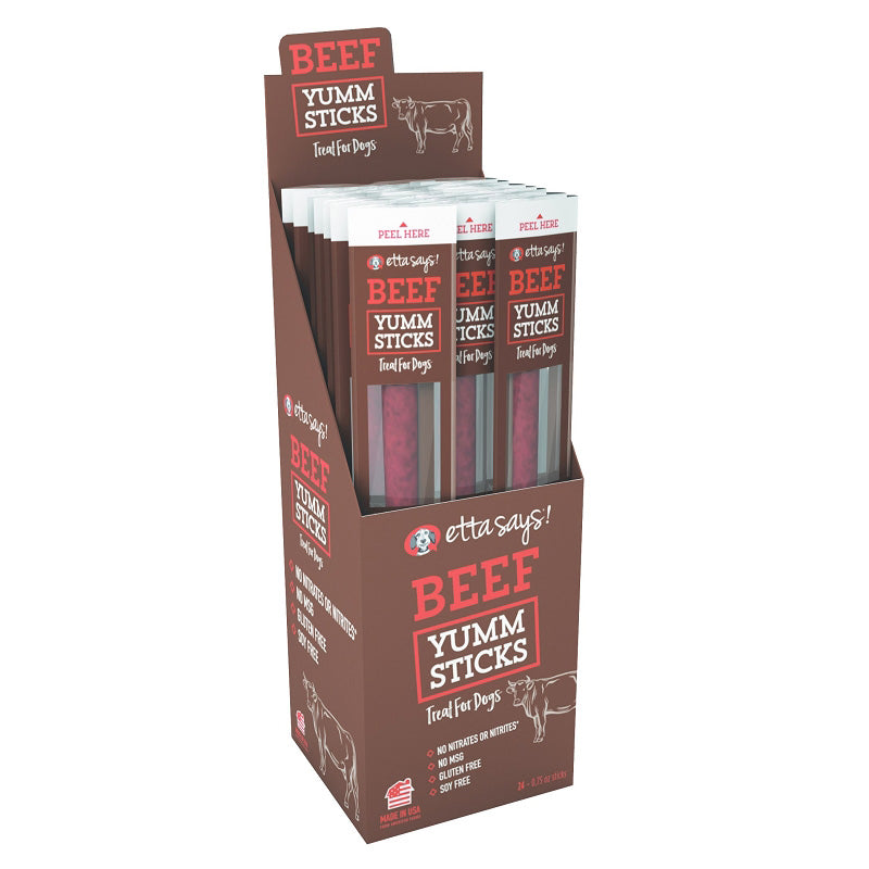 Etta Says! Beef Yumm Sticks Dog Chew Display Box 24ct