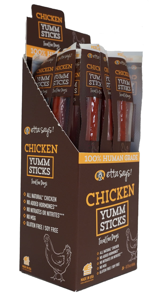 Etta Says! Chicken Yumm Sticks Dog Chew Display Box 24ct